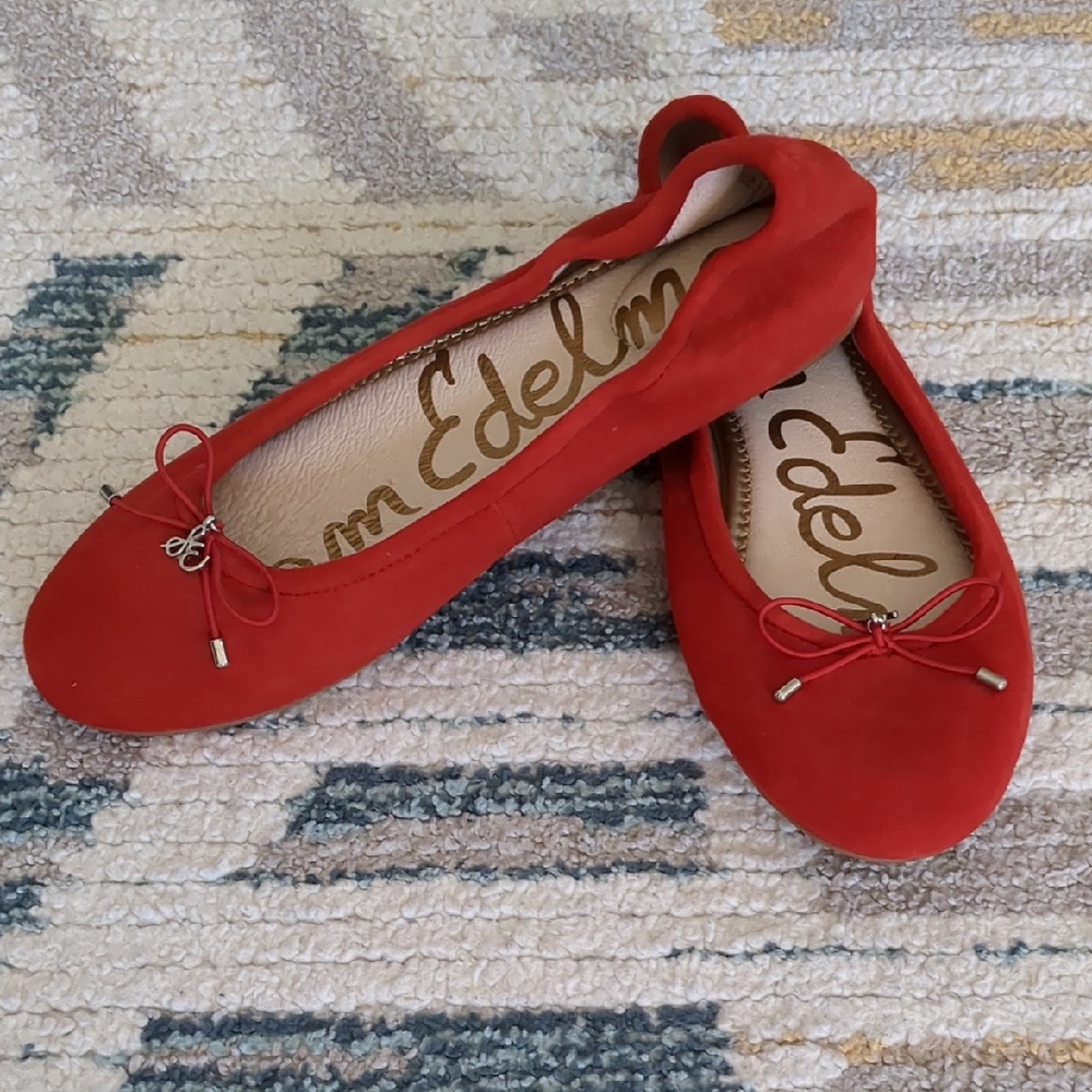BNWT Sam Edelman Suede Felicia Red Ballet Flats